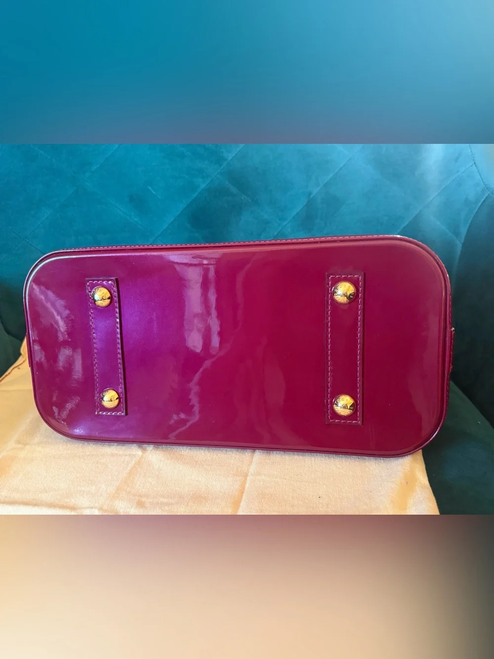 Louis Vuitton Vernis Alma PM Satchel in Deep Raspberry